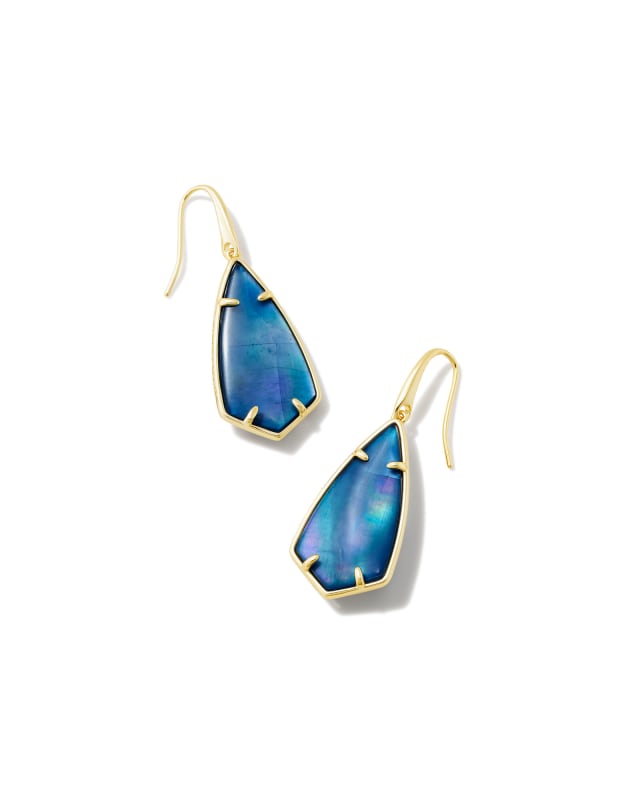 Camry Gold Drop Earrings in Dark Blue Mother-of-Pearl image number 0.0