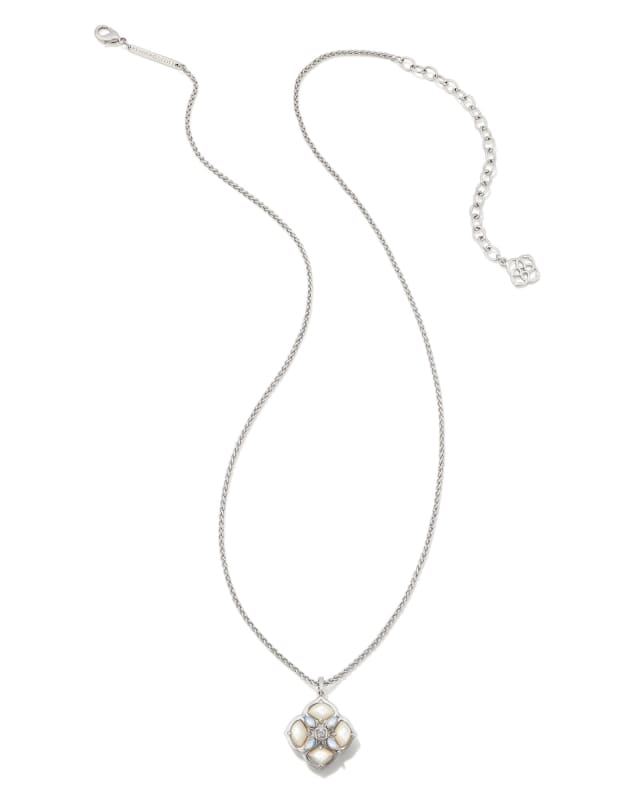 Dira Stone Silver Short Pendant Necklace in Ivory Mix image number 2.0