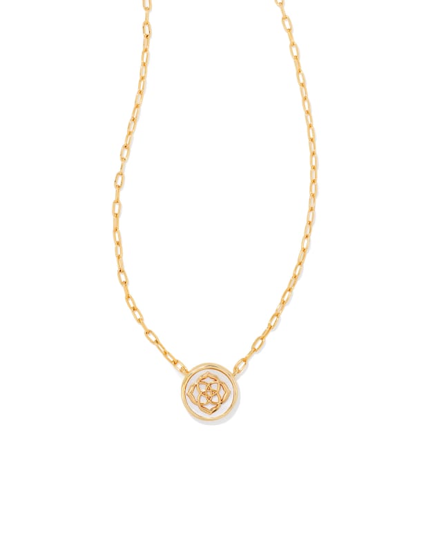 Stamped Dira Gold Pendant Necklace in Ivory Mother-Of-Pearl image number 0