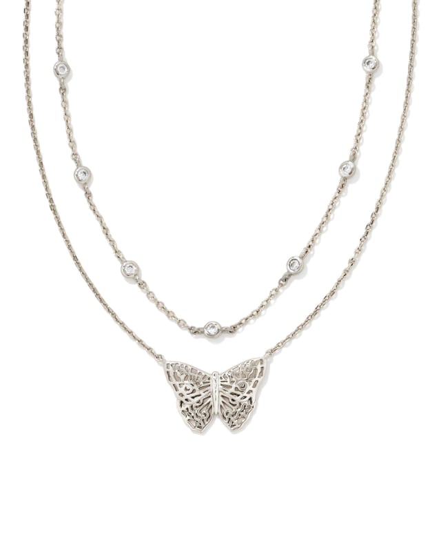 Hadley Butterfly Multi Strand Necklace in Silver image number 0.0
