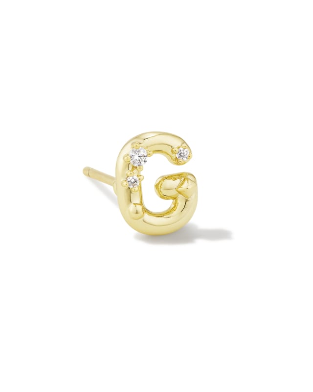 Crystal Letter G Gold Single Stud Earring in White Crystal image number 0.0