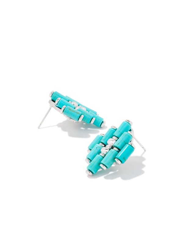 Ember Silver Statement Stud Earrings in Variegated Turquoise Magnesite image number 2.0