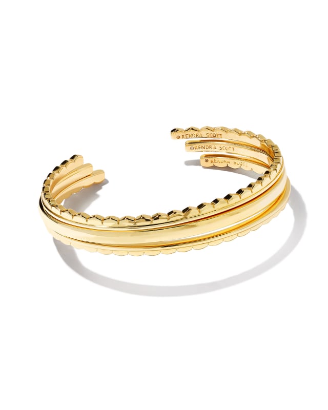 Quinn Cuff Bracelets Set of 3 in Gold image number 0.0