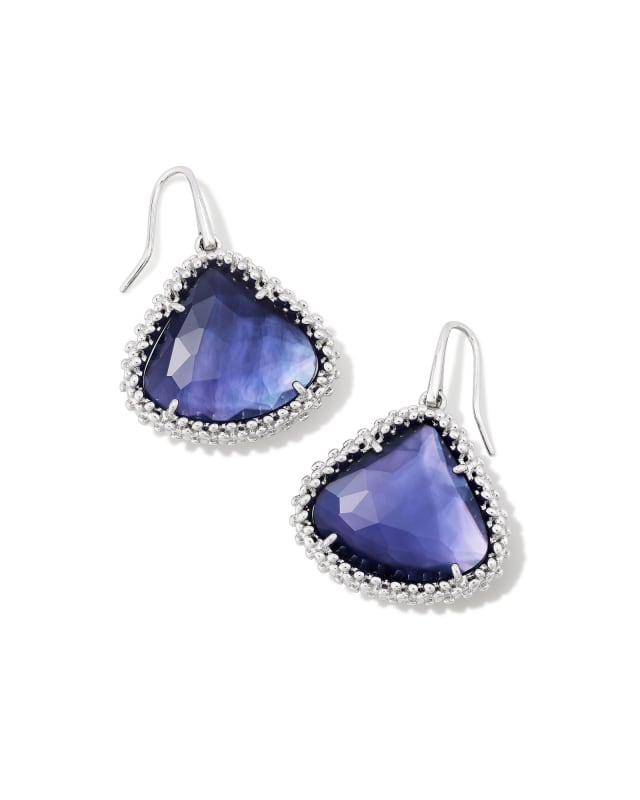 Framed Kendall Silver Large Drop Earrings in Dark Lavender Illusion image number 0