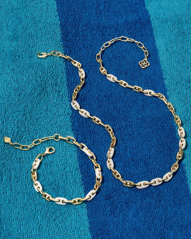 Bailey Gold Chain Necklace in White Mix image number 1.0