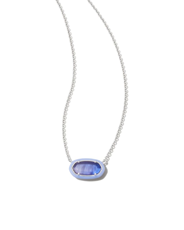 Elisa Silver Enamel Framed Short Pendant Necklace in Dark Lavender Ombre Illusion image number 0.0