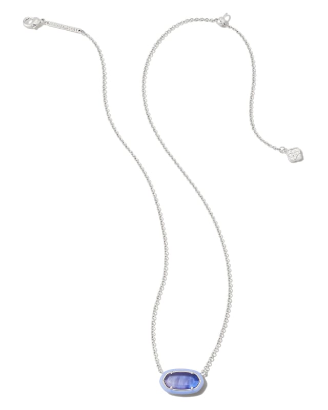 Elisa Silver Enamel Framed Short Pendant Necklace in Dark Lavender Ombre Illusion image number 1.0