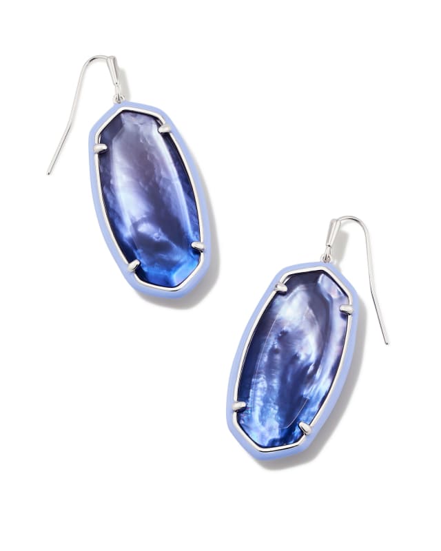 Elle Silver Enamel Framed Drop Earrings in Dark Lavender Ombre Illusion image number 0.0
