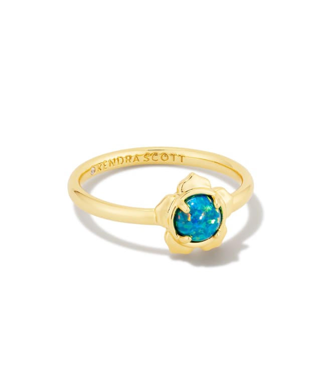 Susie Gold Band Ring in Marine Kyocera Opal image number 0.0