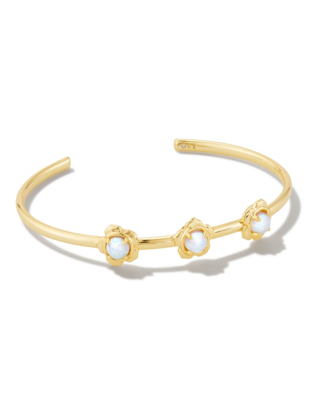 Susie Gold Cuff Bracelet in Bright White Kyocera Opal image number 0.0