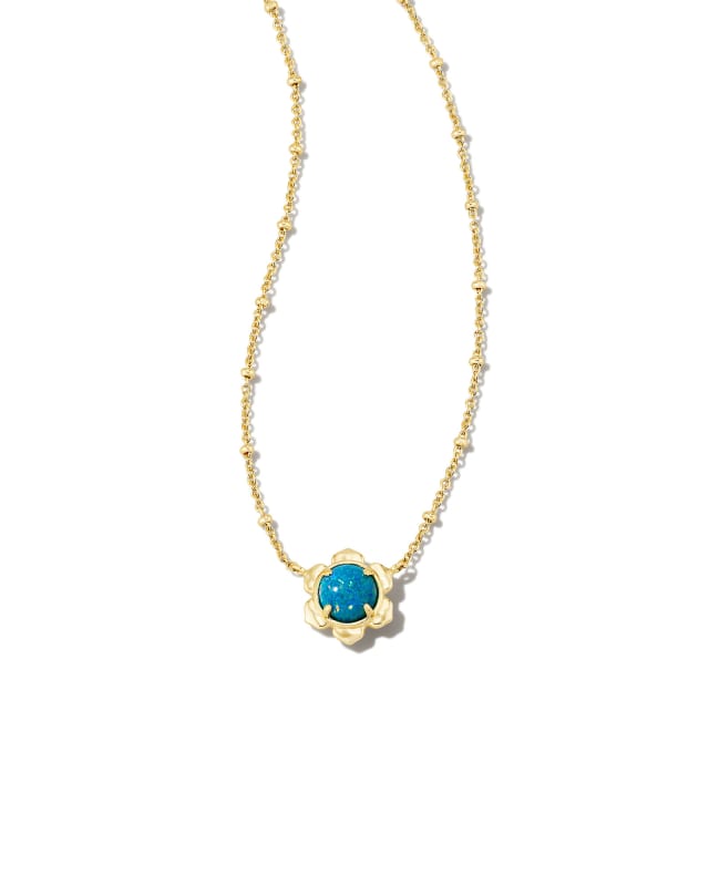 Susie Gold Short Pendant Necklace in Marine Kyocera Opal image number 0.0