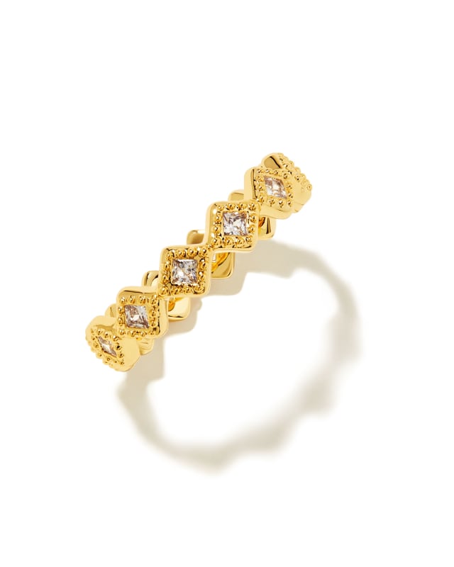 Cailin Gold Crystal Band Ring in White Crystal