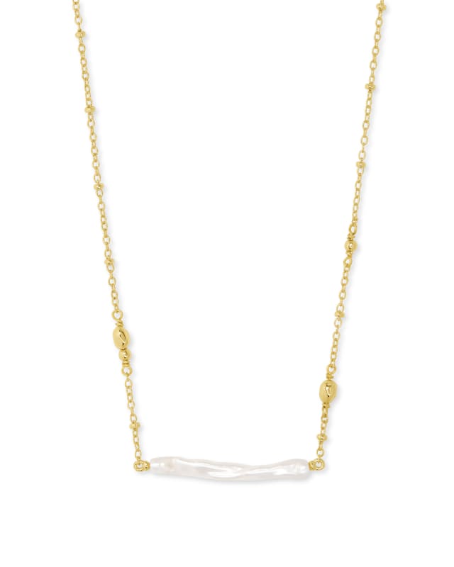 Eileen Gold Pendant Necklace in White Pearl image number 0.0