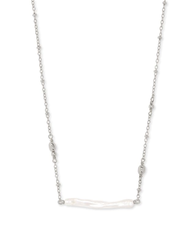 Eileen Silver Pendant Necklace in White Pearl image number 0.0