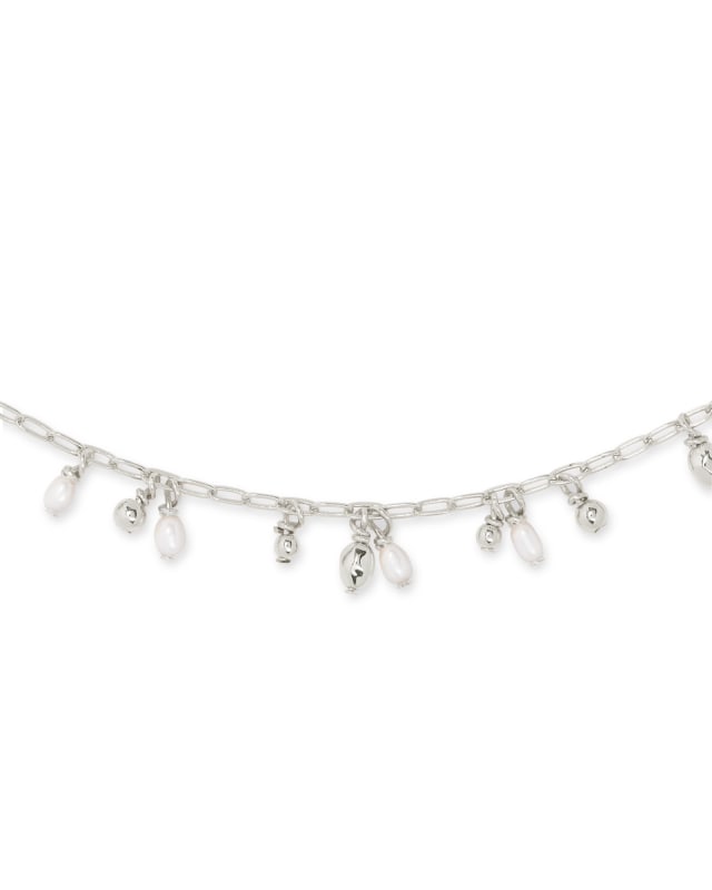 Mollie Silver Choker Necklace in White Pearl image number 1.0