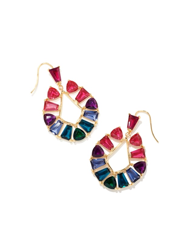 Blair Gold Jewel Open Frame Earrings in Multi Mix image number 0.0