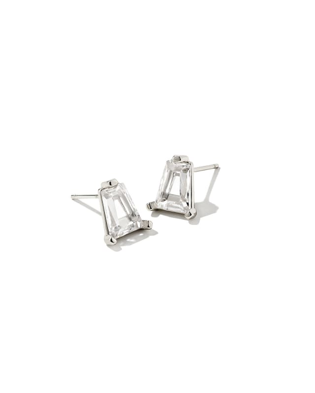 Blair Silver Stud Earrings in White Crystal image number 0.0