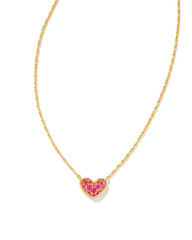 Ari Gold Pave Crystal Heart Necklace in Pink Crystal image number 0