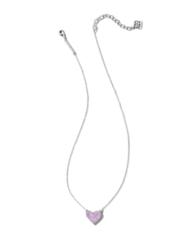 Ari Heart Silver Pendant Necklace in Amethyst image number 1.0