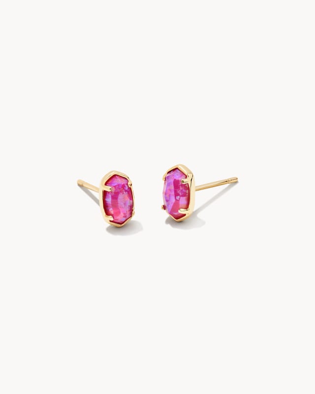 Emilie Gold Stud Earrings in Plum Kyocera Opal image number 0.0