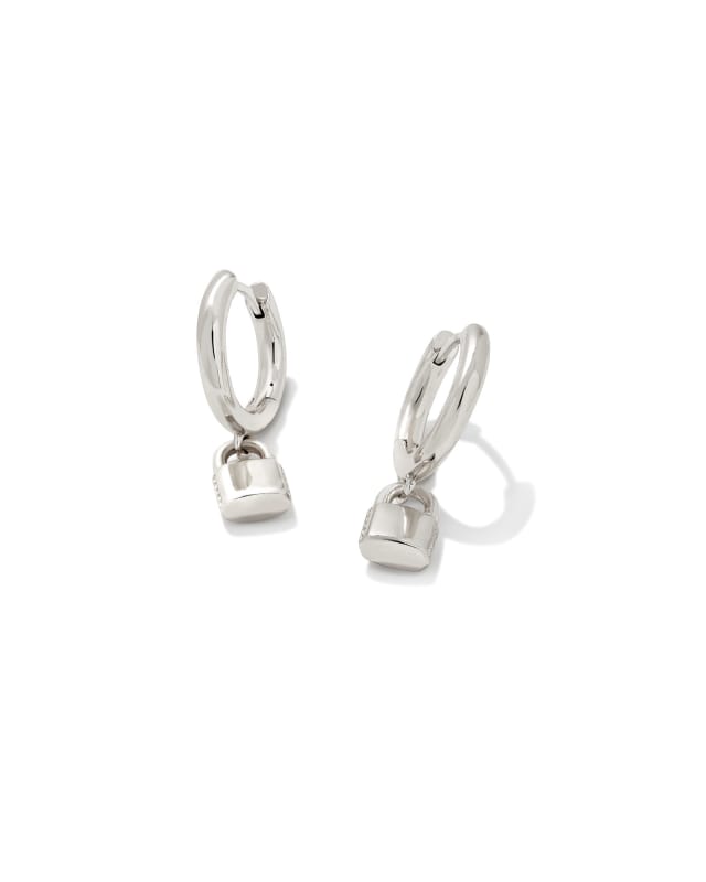 Jess Lock Huggie Earrings in Silver image number 0.0