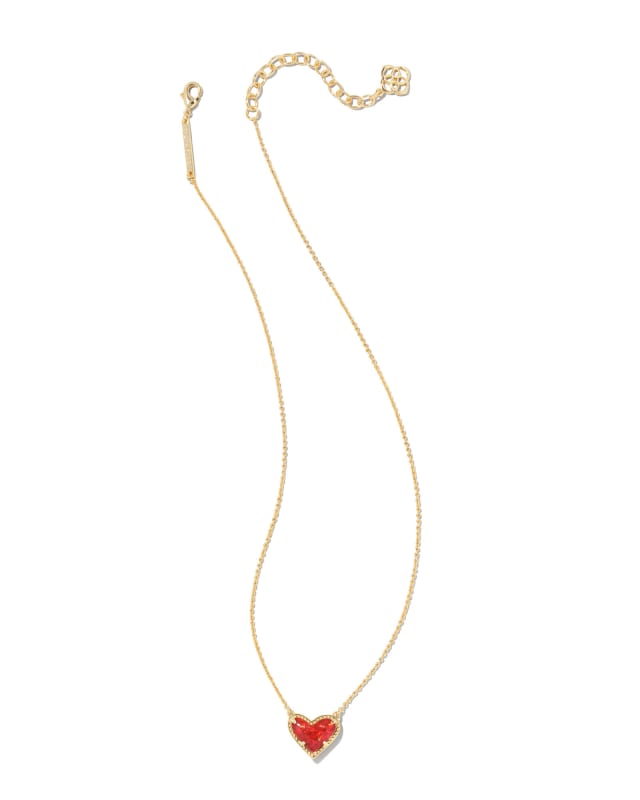Ari Heart Gold Pendant Necklace in Red Kyocera Opal | Kendra Ari Heart Gold Pendant Necklace in Red Kyocera Opal | Kendra