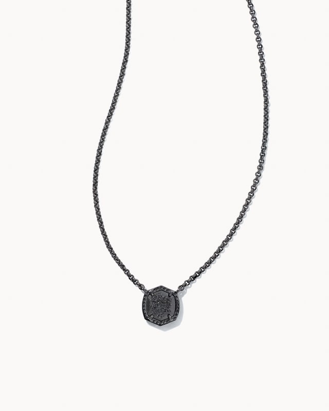 Davie Gunmetal Pendant Necklace in Black Drusy image number 0.0