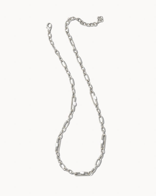 Lindsay Silver Chain Necklace in White Pearl image number 0.0