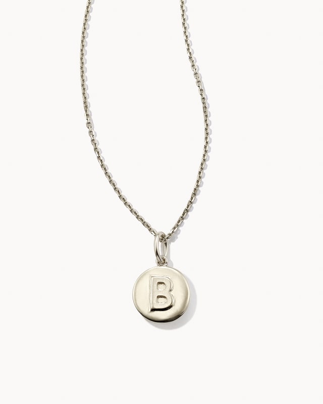 Letter B Coin Pendant Necklace in Oxidized Sterling Silver image number 0.0