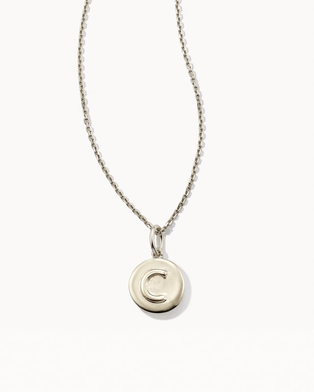 Letter C Coin Pendant Necklace in Oxidized Sterling Silver image number 0.0