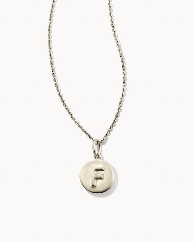 Letter F Coin Pendant Necklace in Oxidized Sterling Silver image number 1.0