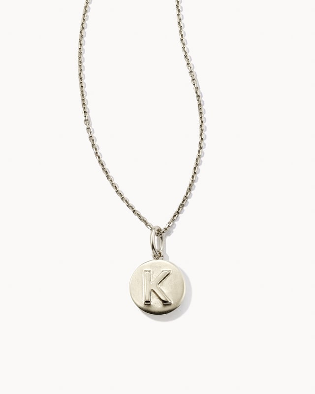 Letter K Coin Pendant Necklace in Oxidized Sterling Silver image number 0.0