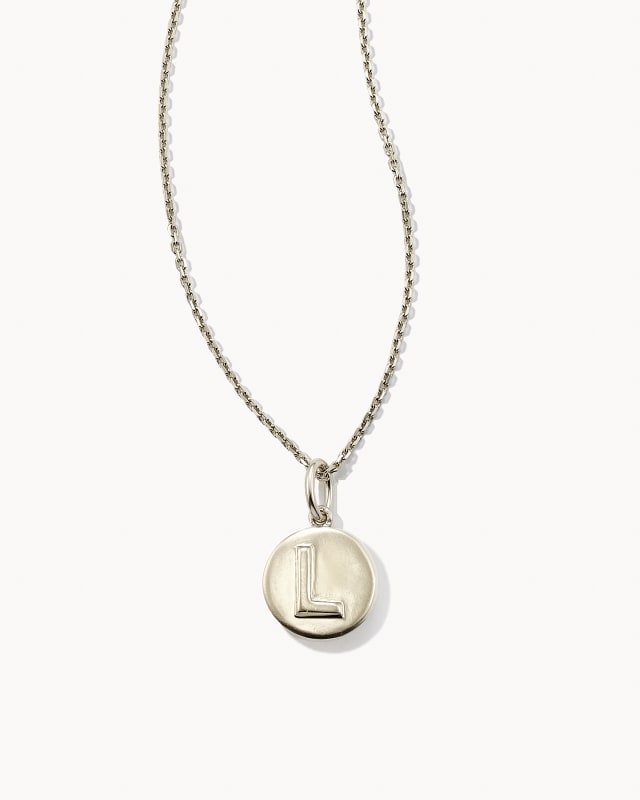 Letter L Coin Pendant Necklace in Oxidized Sterling Silver image number 0.0