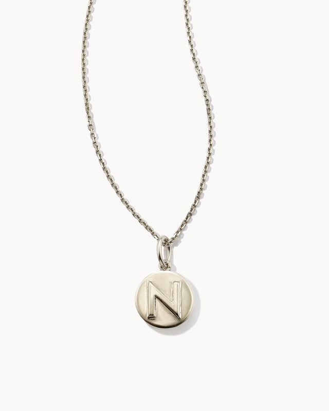 Letter N Coin Pendant Necklace in Oxidized Sterling Silver image number 0.0