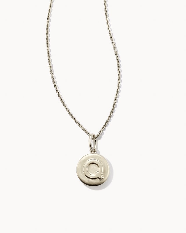 Letter Q Coin Pendant Necklace in Oxidized Sterling Silver image number 0.0