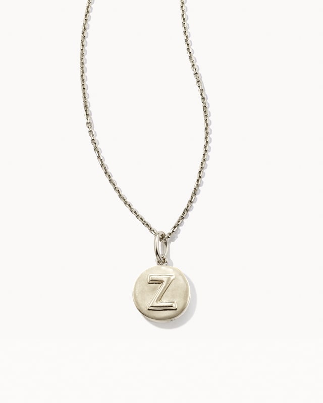 Letter Z Coin Pendant Necklace in Oxidized Sterling Silver image number 0.0