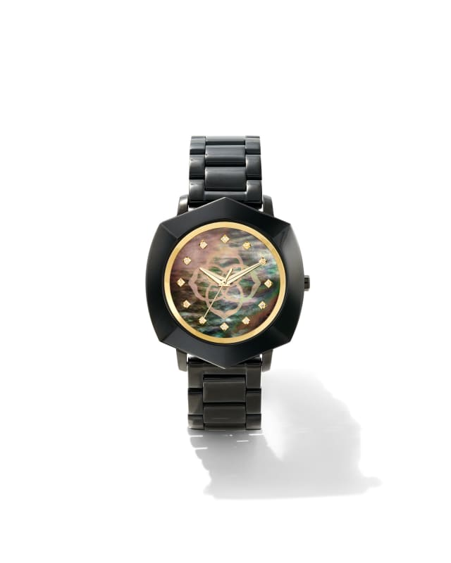 Dira Black Stainless Steel 38mm Diamond Dial Watch in Black Mother-of-Pearl  image number 0.0