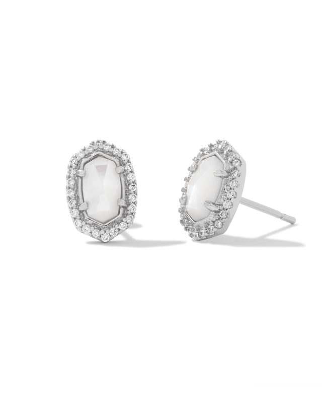 Cade Silver Stud Earrings in Ivory Mother-of-Pearl image number 0.0