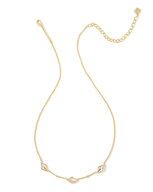 Greta Gold Strand Necklace in Blush Dichroic Glass | Kendra Scott