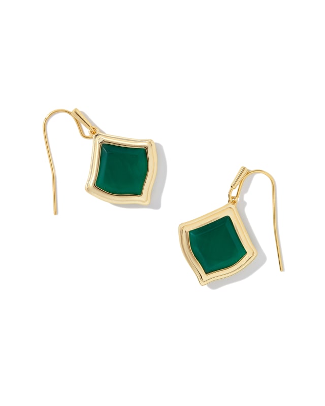 Kacey Gold Drop Earrings in Emerald Cat's Eye image number 0.0