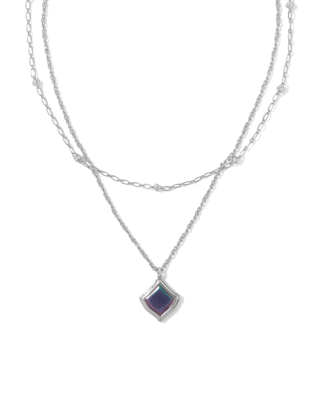 Kacey Silver Multi Strand Necklace in Purple Cat's Eye image number 0.0