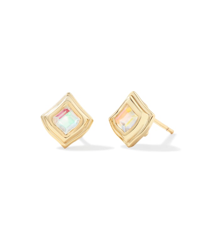 Kacey Gold Stud Earrings in Dichroic Glass image number 0.0