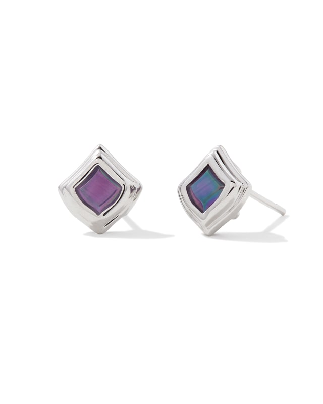 Kacey Silver Stud Earrings in Purple Cat's Eye image number 0.0