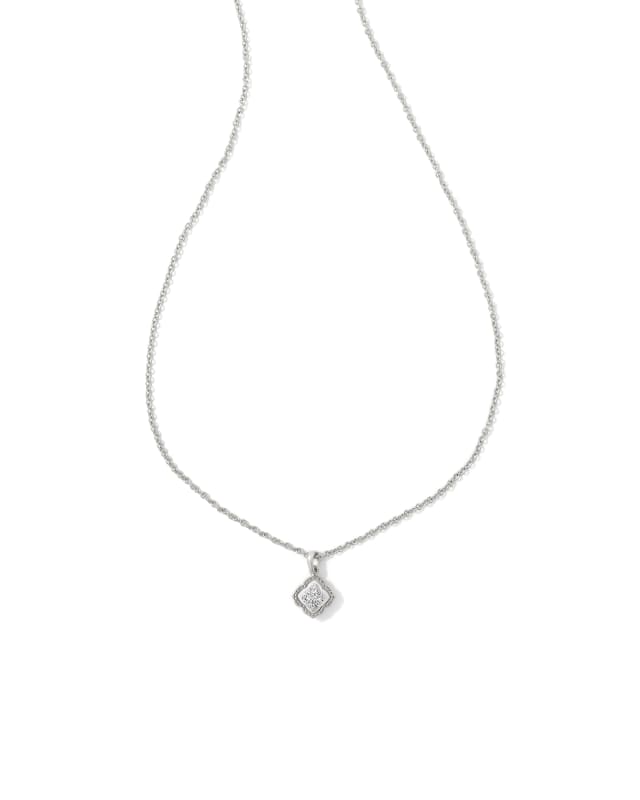 Mallory Silver Small Short Pendant Necklace in Platinum Drusy image number 0.0