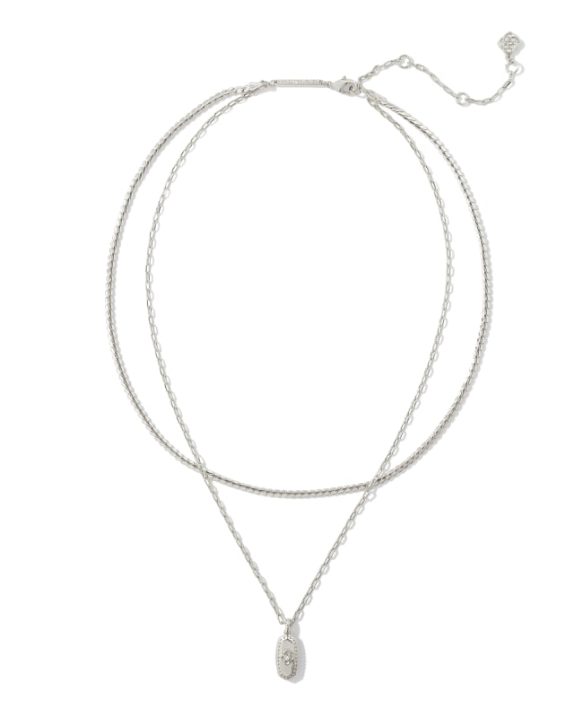 Rue Silver Multi Strand Necklace in White Crystal image number 1.0