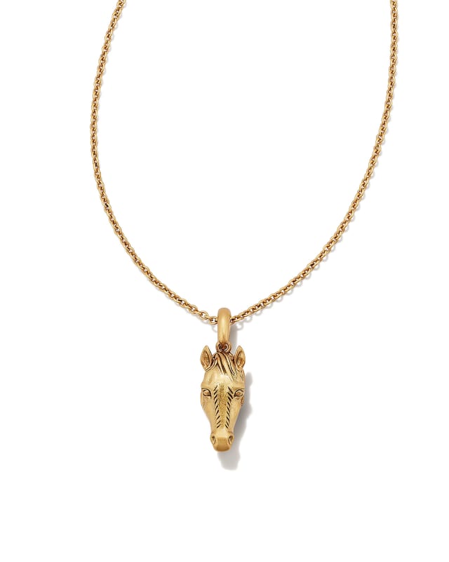 Beau Horse Pendant Necklace in Vintage Gold image number 0.0