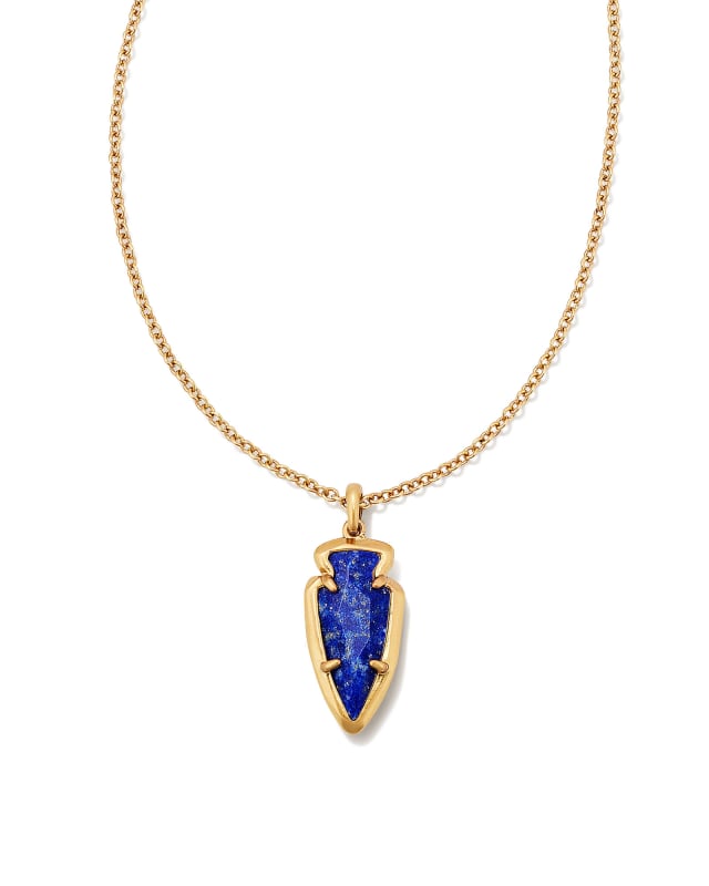 Skylar Vintage Gold Short Pendant Necklace in Blue Lapis image number 0