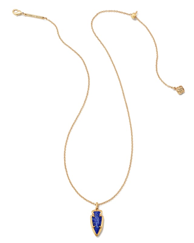 Skylar Vintage Gold Short Pendant Necklace in Blue Lapis image number 1.0