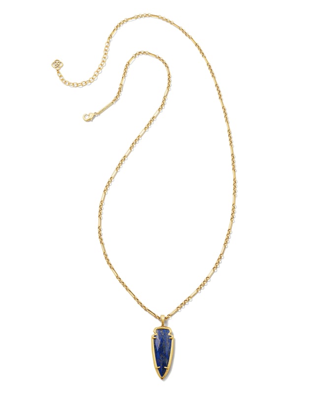 Skylar Vintage Gold Small Long Pendant in Blue Lapis image number 1.0