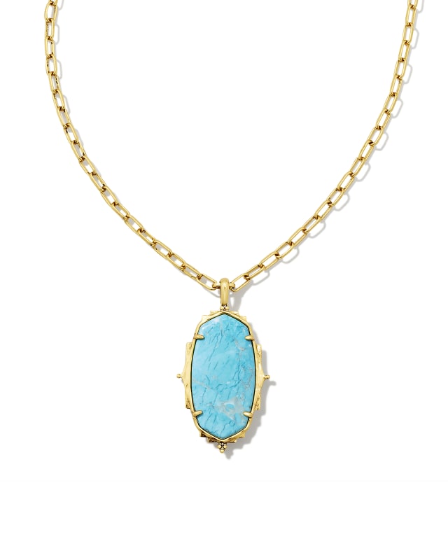 Baroque Ella Vintage Gold Long Pendant Necklace in Variegated Dark Teal Magnesite image number 2.0